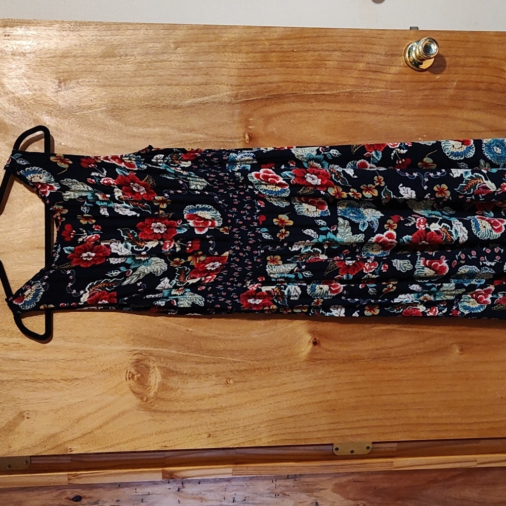 Bila Boho Sleeveless Fairycore Sundress Navy Mixed Floral Handkerchief Hem XXL - Picture 8 of 14